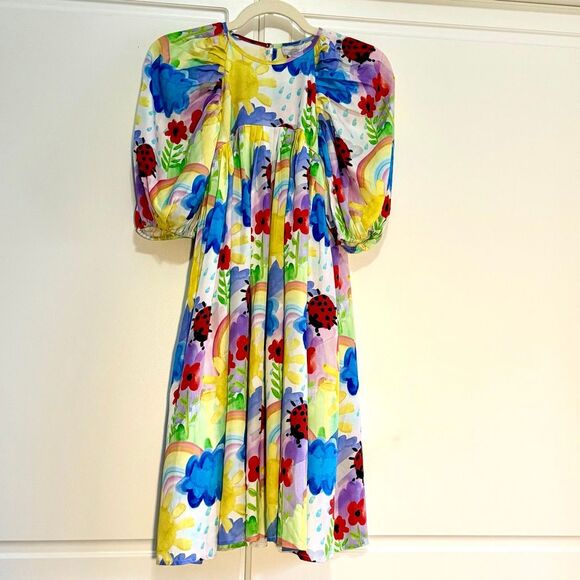 NWT Stella McCartney Kids dress, lady bug and multicoloured print. Size 10 - Picture 3 of 12